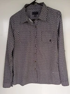VOLCOM CORPS Class Collection Black White Button Long Sleeve Women's Blouse M 12 - Picture 1 of 9