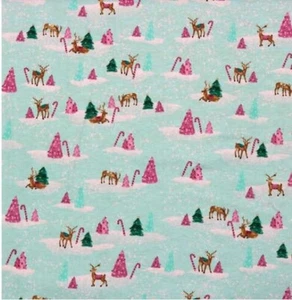 SUPER SNUGGLE FLANNEL Sewing Fabric BTHY (18") x 42" FOREST ANIMALS on Blue - Picture 1 of 2