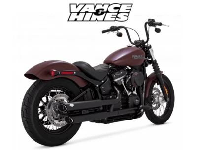 Vance & Hines Black Twin Slash 3" Slip-Ons For 2018-2023 Harley Davidson Softail Foto 1 de 3
