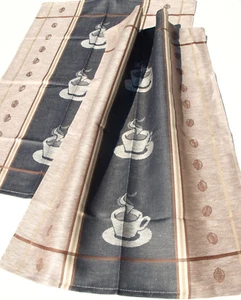 2 paños de cocina café Kracht paños de cocina medio lino taza de café espresso gris - Imagen 1 de 3