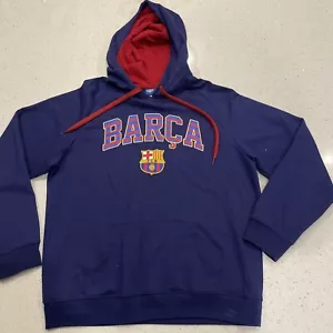 Official Merchandise FC Barcelona Mens XL Blue FCB Hoodie Sweatshirt Pouch - Picture 1 of 6