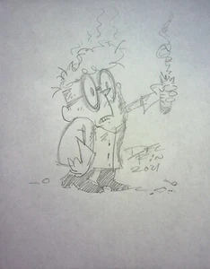 Dexter's Laboratory firmato DELFIN BARRAL disegnato a mano pinup cartone animato arte 8,5x11 - Foto 1 di 2