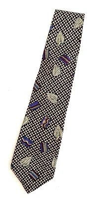 Corbata de colección GUESS Georges Marciano para hombre 100 % seda patrón geométrico y de hojas Foto 1 de 3