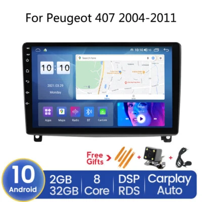 9-дюймовый автомобильный стерео радио Android навигатор автомобильный GPS автоматический цифровой процессор для Peugeot 407 2004-2011 - Изображение 1 из 4