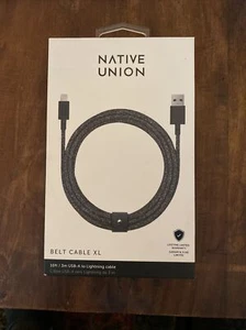 Native Union BELT-L-CS-BLK-3-NP 10' USB to Lightning Cable Genuine Authentic New - Picture 1 of 4
