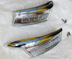 Pair Triumph Tank Badges, Trophy Bonneville TR6 T100 T120 T140 82-9700 & 82-9701 - Picture 1 of 3