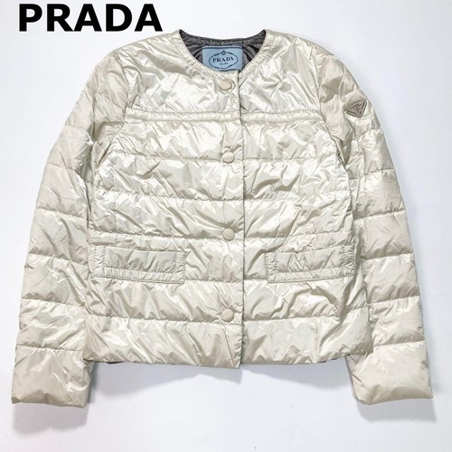 Piumino PRADA 18AW senza colletto con logo triangolare taglia 40 donna