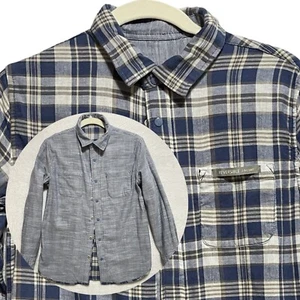 Rumi + Ryder Jungen Größe 12 wendbares Baumwollhemd kariert Chambray Druckknopfleiste - Bild 1 von 14