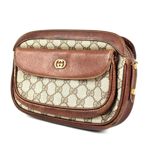 Pochette Vintage Gucci Horsebit sherry GG Mini Beige Ebano Tela X03 0280