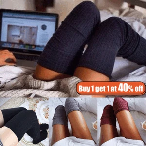 Women Ladies Thigh High Long Socks Stockings Cotton Over the Knee Knit Striped - Picture 1 of 22