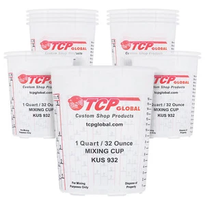 32-Ounce (1 Quart) Paint & Epoxy Mixing Cup Calibrated Ratios - Pack of 12 Cups - Picture 1 of 5