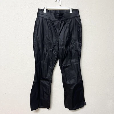 Pantalones acampanados de pierna ancha de imitación de cuero negro casi famosos talla 2X Foto 1 de 4