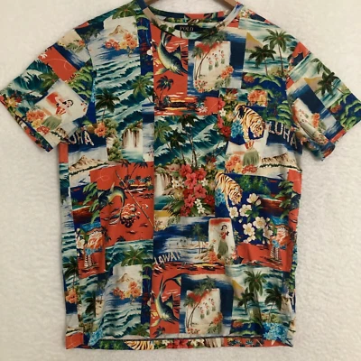 Polo Ralph Lauren Специальный крой гавайская рубашка мужской L карман футболка AOP Hula девочка - Изображение 1 из 4
