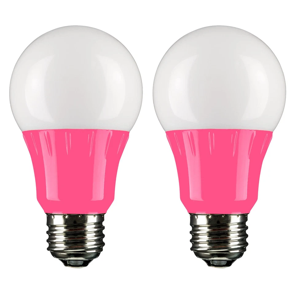 Sunlite 80168 Pink LED A19 3 Watt Medium Base 120 Volt UL Listed LED Light Bu... - Image 1 of 1