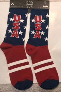 Odd Sox Knit Crew Socks, Size 6-13, Red, White, Blue, USA, NWT - Picture 1 of 2