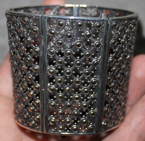 JOHN HARDY HINGED STERLING SILVER & 18K GOLD CUFF BRACELET W/CLOTH SACK - Picture 1 of 12