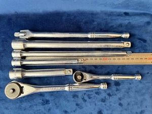 Vintage Repco 1/4" & 1/2" Socket Wrench's & Extension Bars Set of 7 Tools - Picture 1 of 13