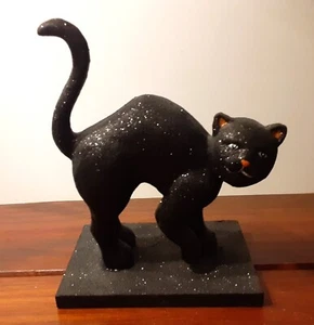 Halloween Vintage Black Cat Decoration on Base - Vintage - Bild 1 von 6
