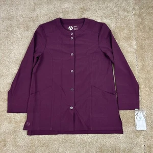 Adar Addition Warm Up Scrub Jacket XS Pockets A5202 Merlot Wine snap NEW - Picture 1 of 19