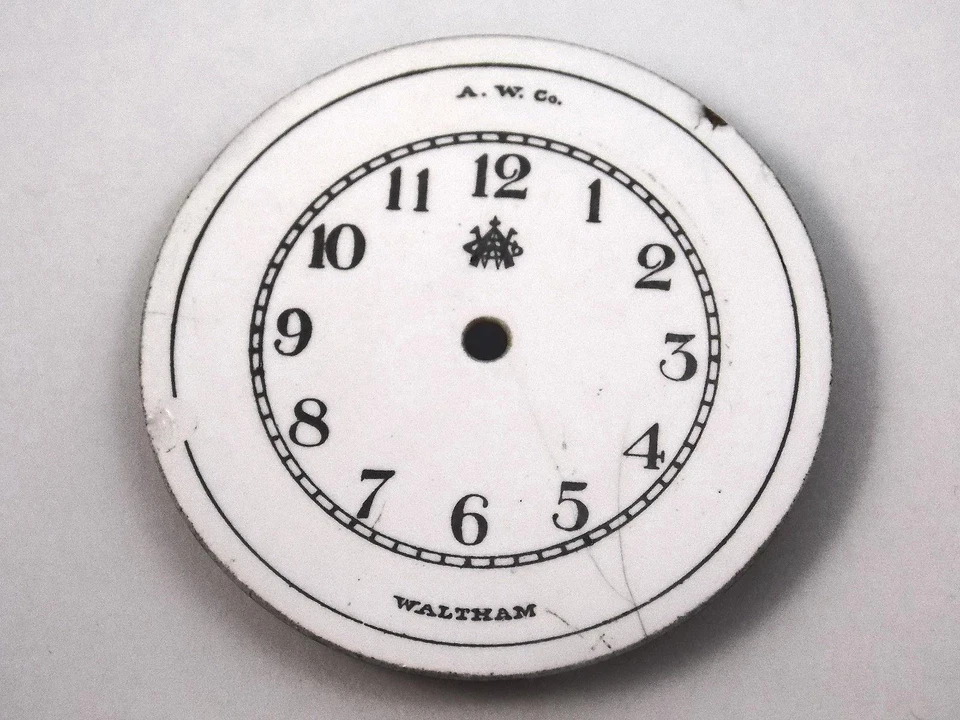 Esfera blanca de reloj Waltham Am Watch Co para relojes de bolsillo vintage 34,37 mm NOS Foto 1 de 1