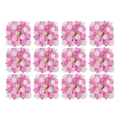 12x Artificial 3D Flower Wall Panel Wedding Backdrop Wall Decor Pink 38cmx38cm - Image 1 of 4