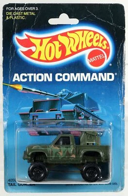 Vintage Hot Wheels Tail Gunner Action Command Series - 4059 NRFP 1986 Olive 1:64 - Image 1 of 4