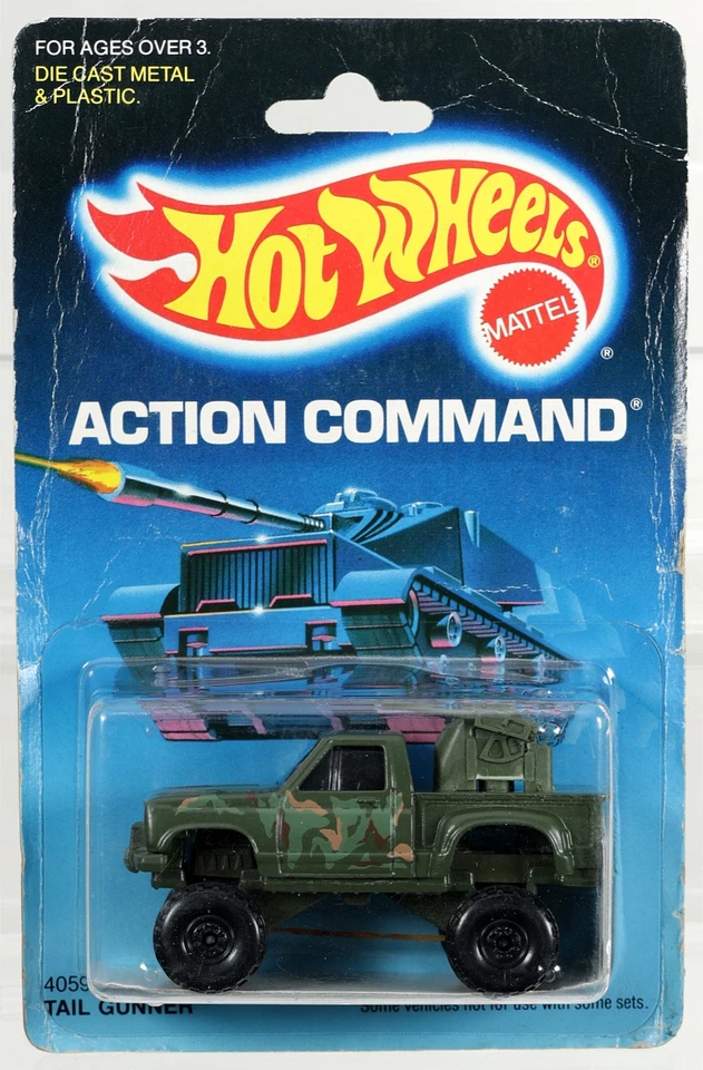 Vintage Hot Wheels Tail Gunner Action Command Series - 4059 NRFP 1986 Olive 1:64 - Image 1 of 4