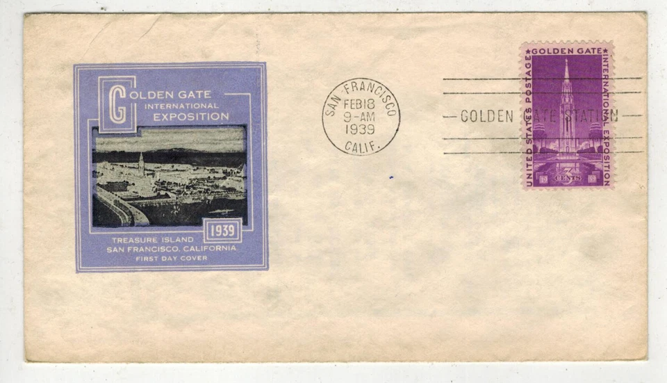 1939 GOLDEN GATE EXPO WORLD'S FAIR 852-40 VARIEDADE DE CORES LILÁS - Imagem 1 de 1