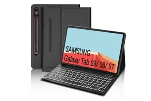 IVEOPPE Keyboard Case for Samsung Galaxy Tab S9/ S8/ S7 11-inch - BLACK - Picture 1 of 8