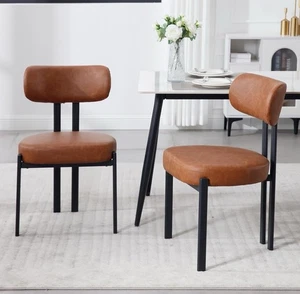 Wahson Set of 2 Dining Chairs in PU Leather Kitchen Accent Chairs - Picture 1 of 5