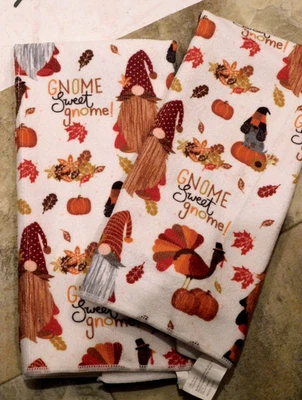 Toalla de cocina de felpa de 15 x 25", calabaza de otoño "gnomo dulce gnomo" acción de gracias nueva sin etiquetas Foto 1 de 2
