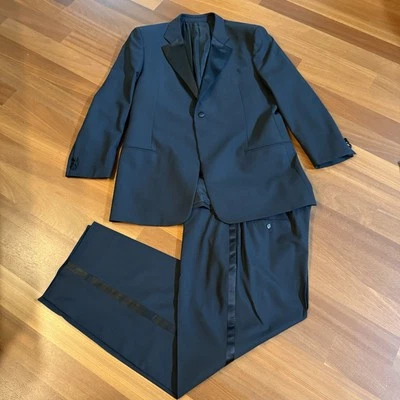 Armani Collezioni Tuxedo Suit 46R XL Men‘s Black Formal Luxury Jacket Pant - Image 1 of 4