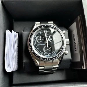 ⏱️ OMEGA X Swatch Speedmaster MoonSwatch Moonphase Steel Metal Mod BLACK SNOOPY - Picture 1 of 10