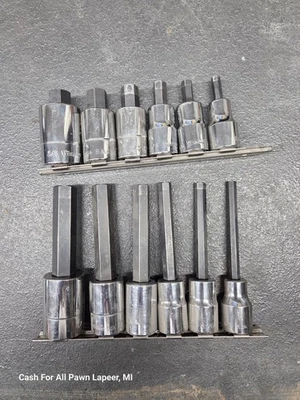 12 PIECE WILLIAMS TOOLS 1/4" 3/8" 1/2" HEX ALLEN BIT SOCKET DRIVER SET - USA - Image 1 of 3