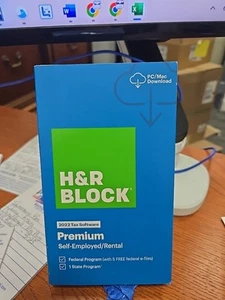SEALED H&R BLOCK PREMIUM SELF EMP RENTAL 2022 FED STATE WIN MAC TAX SOFTWARE KEY - Picture 1 of 2