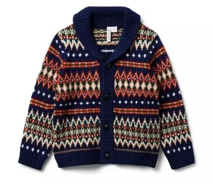 Janie and Jack The Library Cardigan Merchant Marine Fair Isle Sz 6 Boys - Picture 1 of 4