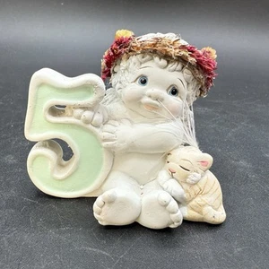 Vintage DREAMSICLES Cake Topper FIFTH HAPPY BIRTHDAY CHERUB ANGEL FIGURINE - Picture 1 of 9