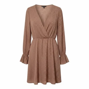 SHEIN Wickelkleid V-Ausschnitt rosa weiß Punkte Damen XL Boho Krokette Mädchen Langarm - Bild 1 von 9