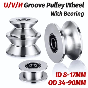 Rueda de polea ranurada U/V/H con rodamiento OD 34-90 mm para polea de gimnasio de cuerda o alambre - Imagen 1 de 23