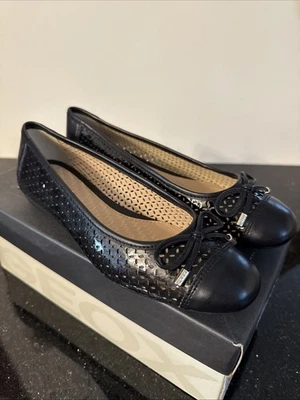 NUEVO con Caja Geox Negro Charol y Cuero Napa Recortado Ballet Pisos Para Mujer’s 7 Foto 1 de 4