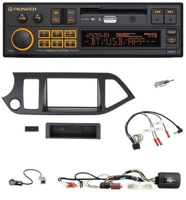 Pioneer DAB Lenkrad USB Bluetooth Autoradio für Kia Picanto ab 2011 AUX USB Star - Bild 1 von 4