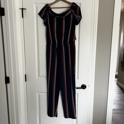 EXPRESS новый с Ярлыками темно-синий с плеча полоски комбинезон брючный костюм размер M - Изображение 1 из 4
