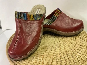 Josef Seibel Womens leather slip on clog - red / multi -- Size 39 - Picture 1 of 6