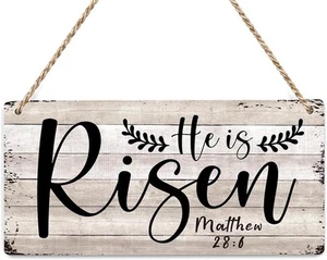 Easter Decorations Door Sign for Home, He Is Risen Hanging He1 - Picture 1 of 6