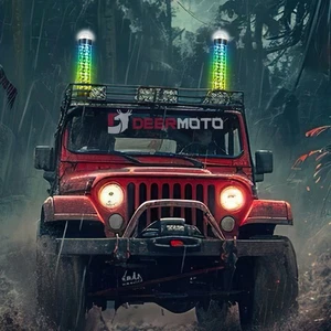 2X 1FT Thick LED Fat Whip Light RGB with Strobe Light For Jeep Wrangler Rubicon - Picture 1 of 17