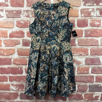 Liz Claiborne Career Dress Womens 14 Multicolor Floral Abstract Zip Up - Image 1 of 4