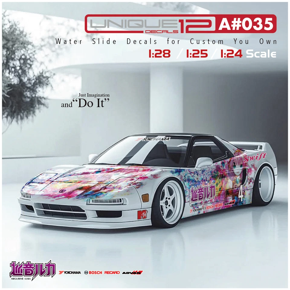 Megurine Luka volcaloid Racing WaterSlide Decal 1/24 - 1/28 RC Diecast A035 - Image 1 of 4