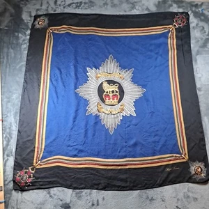 Ralph Lauren Vintage Lion Crest Silk Scarf Royal Black 35x35 - Picture 1 of 14