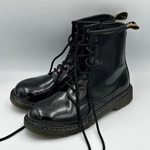 Dr. Martens 1460 Boots Womens Size 7 Black Patent Leather Lace Up Zip AirWair - Picture 1 of 16