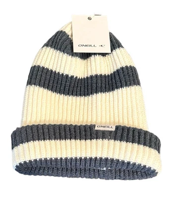 O'Neill Market Beanie - Stripe White Slate - New - Image 1 of 2